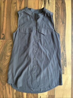 J. Crew Factory Sleeveless Button-Front Shell in Slate Gray